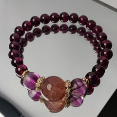Garnet + Strawberry + Fluorite Bracelet