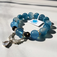 Aquamarine +Floral Blue Agate Bracelet