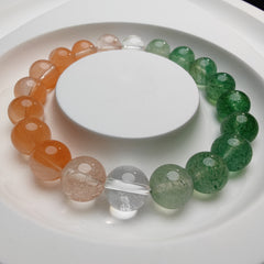 Green Strawberry Quartz and Orange Rabbit Hair Rutilated Quartz Bacelet