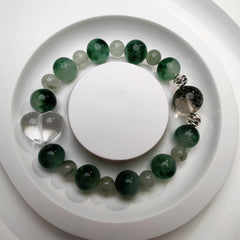 Moss Agate + Green Phantom + Clear Quartz Bracelet