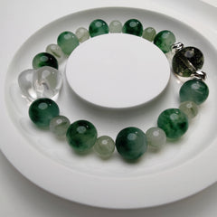 Moss Agate + Green Phantom + Clear Quartz Bracelet