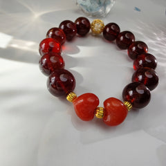 Garnet + Nanjiang red agate Bracelet