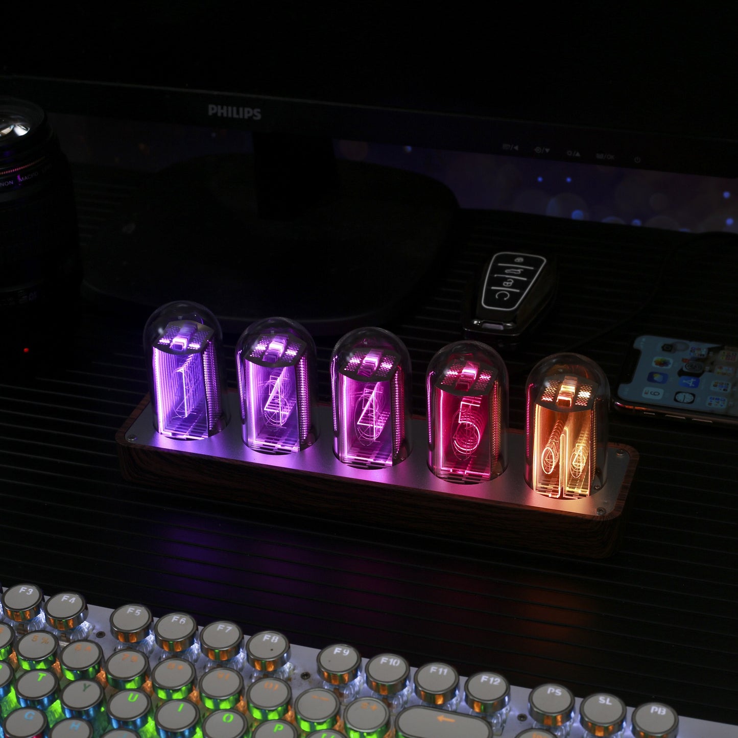 Nixie Tube Clock Digital Timer, Support Wi-Fi Time SYNC,12/24H Display