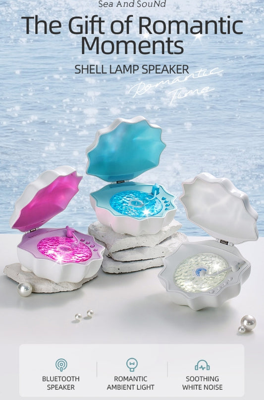 Seashell Bluetooth Speaker & Night Light: 3-in-1 Relaxation Companion with 7 Colors + White Noise